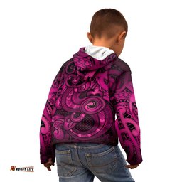 Aotearoa Maori Hei Tiki Kid Hoodie Mawhero Kowhaiwhai Puhoro Motif LT9