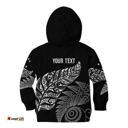 Aotearoa Personalized Lawn Bowls Maori Kid Hoodie New Zealand Black Tribal Silver Fern LT7