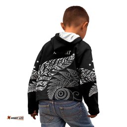 Aotearoa Personalized Lawn Bowls Maori Kid Hoodie New Zealand Black Tribal Silver Fern LT7