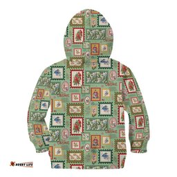 Aussie Birds Christmas La La Land Kid Hoodie Green Vintage Stamp Edition LT9
