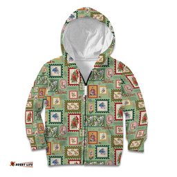 Aussie Birds Christmas La La Land Kid Hoodie Green Vintage Stamp Edition LT9