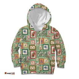 Aussie Birds Christmas La La Land Kid Hoodie Green Vintage Stamp Edition LT9