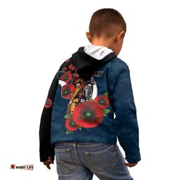 Carlton Blues ANZAC Personalised Kid Hoodie Lest We Forget Poppy Camo LT9