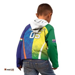Custom Australia And India Cricket Kid Hoodie Ashoka Chakra With Aboriginal LT05