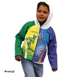 Custom Australia And India Cricket Kid Hoodie Ashoka Chakra With Aboriginal LT05