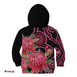 Australia Waratah Kid Hoodie Telopea Aussie Native Flowers Indigenous Art LT14