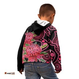 Australia Waratah Kid Hoodie Telopea Aussie Native Flowers Indigenous Art LT14