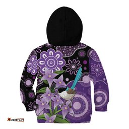 Australia Epilepsy Awareness Kid Hoodie Purple-crowned Fairywren Boronia Aboriginal LT14