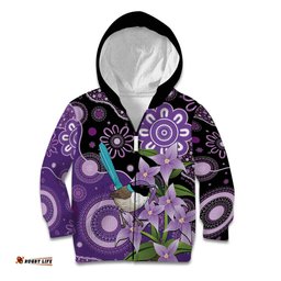 Australia Epilepsy Awareness Kid Hoodie Purple-crowned Fairywren Boronia Aboriginal LT14