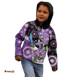 Australia Epilepsy Awareness Kid Hoodie Purple-crowned Fairywren Boronia Aboriginal LT14