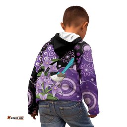 Australia Epilepsy Awareness Kid Hoodie Purple-crowned Fairywren Boronia Aboriginal LT14
