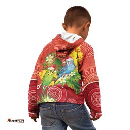 Budgerigar Australia Christmas Kid Hoodie Budgies Golden Wattle Aboriginal Red LT14