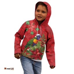 Aussie Rainbow lorikeet Kid Hoodie Aboriginal Inspired Christmas LT9