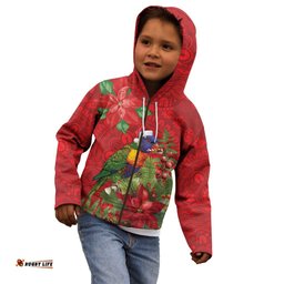 Aussie Rainbow lorikeet Kid Hoodie Aboriginal Inspired Christmas LT9