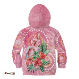 Breast Cancer Pink Cockatoo Kid Hoodie Australia Indigenous Watercolor Glaze LT7