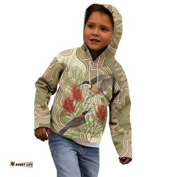 Australia Eastern Spinebill Kid Hoodie Aussie Honeyeater Bottlebrush Indigenous Art LT14