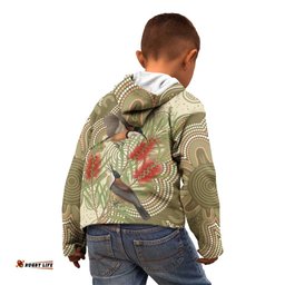 Australia Eastern Spinebill Kid Hoodie Aussie Honeyeater Bottlebrush Indigenous Art LT14
