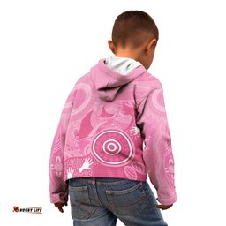 Australia Breast Cancer Awareness Kid Hoodie Pink Ribbon Manta Ray Aboriginal Art LT14