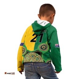Custom Australia Cricket Spirit 2026 Kid Hoodie World T20 Edition - Aussie Color Aboriginal Motif LT9
