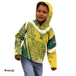 Australia Custom Indigenous Kid Hoodie WC2026 Socceroos Aboriginal Arts LT7