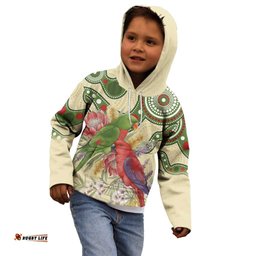 Australia Moluccan Eclectus Kid Hoodie Australian Native Flowers Indigenous Art LT14