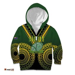 Custom Avaiki Cook Islands Rugby Kid Hoodie Kuki Airani Tatau Black LT14