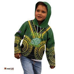 Custom Avaiki Cook Islands Rugby Kid Hoodie Kuki Airani Tatau Black LT14