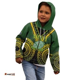Custom Avaiki Cook Islands Rugby Kid Hoodie Kuki Airani Tatau Black LT14