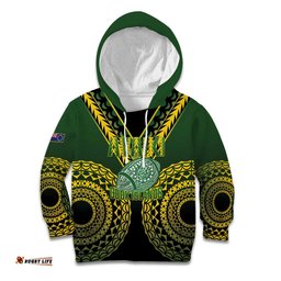 Custom Avaiki Cook Islands Rugby Kid Hoodie Kuki Airani Tatau Black LT14