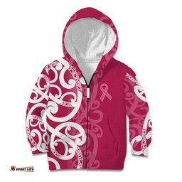 Breast Cancer Awareness Maori Kid Hoodie Koru Kowhaiwhai LT7