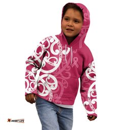 Breast Cancer Awareness Maori Kid Hoodie Koru Kowhaiwhai LT7
