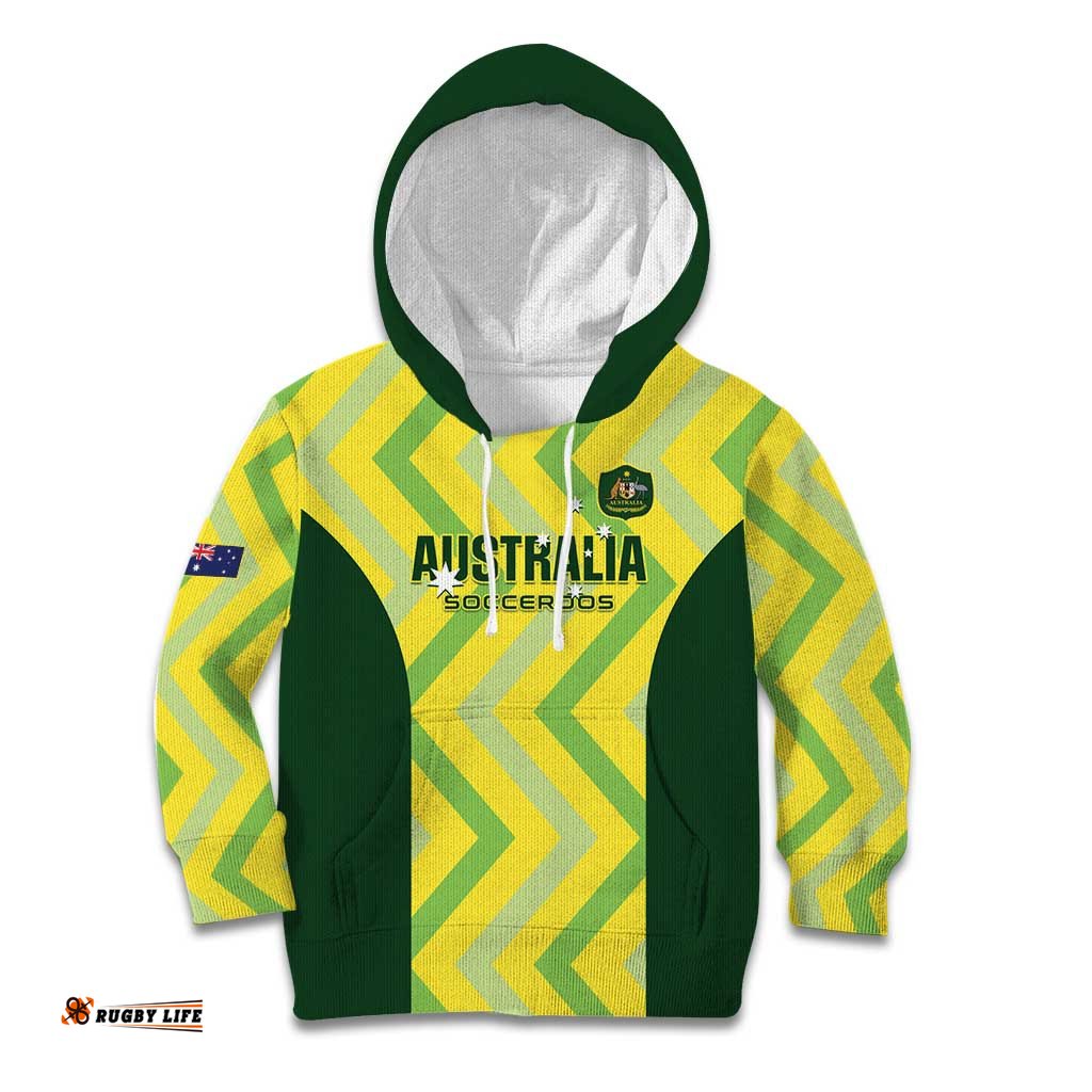 Custom Australia Socceroos 2025 Kid Hoodie Forever Golden LT01