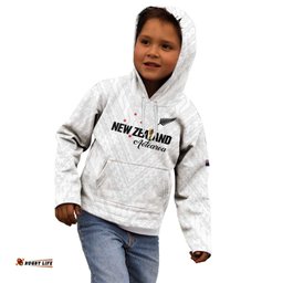 Custom Football New Zealand Kid Hoodie Aotearoa United White Version LT01