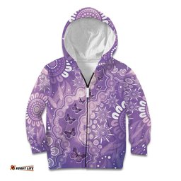 Australia Epilepsy Awareness Kid Hoodie Purple Butterflies Aboriginal LT05