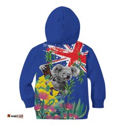 Australia Day Koala Kid Hoodie Aussie Aussie Aussie Oi Oi Oi Blue Color LT9