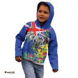 Australia Day Koala Kid Hoodie Aussie Aussie Aussie Oi Oi Oi Blue Color LT9