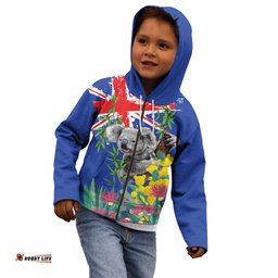 Australia Day Koala Kid Hoodie Aussie Aussie Aussie Oi Oi Oi Blue Color LT9