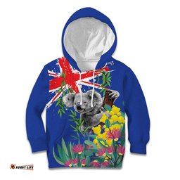 Australia Day Koala Kid Hoodie Aussie Aussie Aussie Oi Oi Oi Blue Color LT9