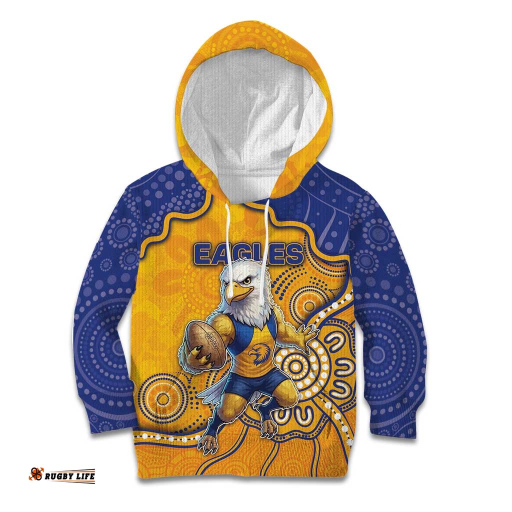 Custom Eagles Football Kid Hoodie Aboriginal Dot Art Pattern DT05