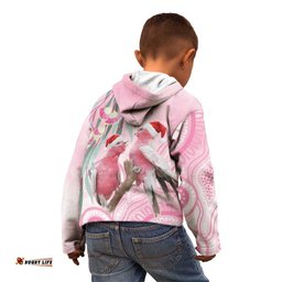 Australia Funny Pink Galah Christmas Kid Hoodie Aboriginal Eucalyptus Blossoms Watercolor LT14