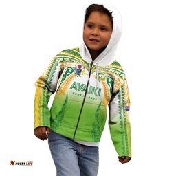 Custom Cook Islands Rugby League Kid Hoodie Avaiki Tatau Tribal Motifs White Color LT03
