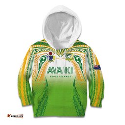 Custom Cook Islands Rugby League Kid Hoodie Avaiki Tatau Tribal Motifs White Color LT03