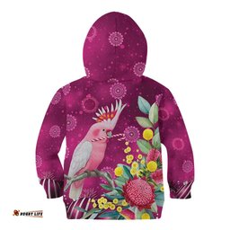 Australia Pink Cockatoo Christmas Kid Hoodie Aussie Native Flowers Merry Xmas - Pink LT14