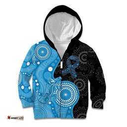Australia Autism Awareness Month Kid Hoodie Indigenous Lizard With Blue Ribbon LT14