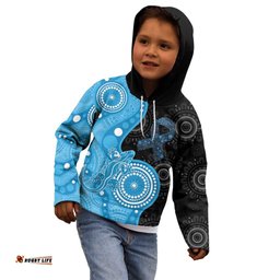 Australia Autism Awareness Month Kid Hoodie Indigenous Lizard With Blue Ribbon LT14