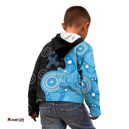 Australia Autism Awareness Month Kid Hoodie Indigenous Lizard With Blue Ribbon LT14