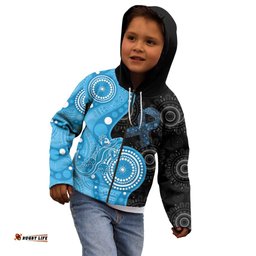 Australia Autism Awareness Month Kid Hoodie Indigenous Lizard With Blue Ribbon LT14