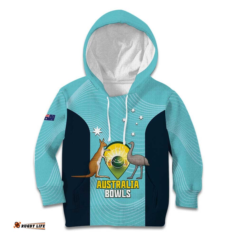 Custom Bowls Australia Kid Hoodie Teal Color Curve Sporty LT14