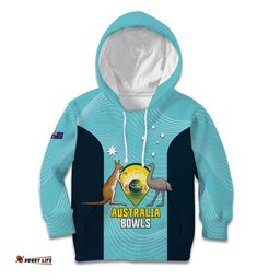 Custom Bowls Australia Kid Hoodie Teal Color Curve Sporty LT14