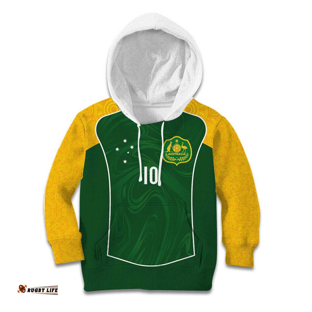 Custom Australia Football Kid Hoodie Aboriginal Pattern Sporty Style-Green Color LT03